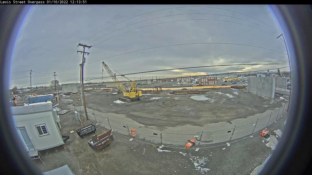 A photo taken from a live video feed shows the Lewis Street Overpass construction site in Pasco where the teen was found.