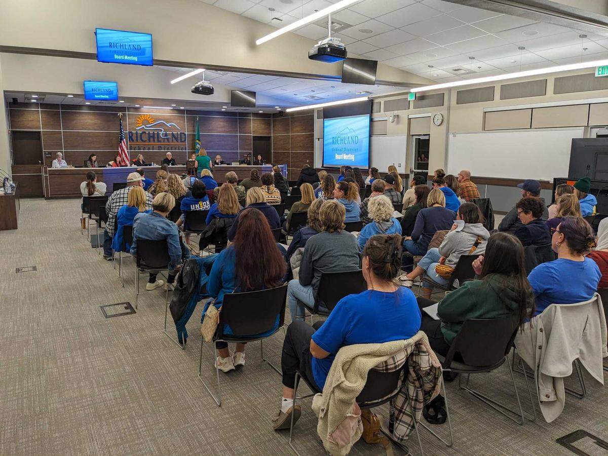 Paraeducators packed the Nov. 12, 2024, meeting of the Richland School Board to protest an initial plan to cut 34 positions. Superintendent Shelley Redinger apologized, calling it “too hasty, too quick.”