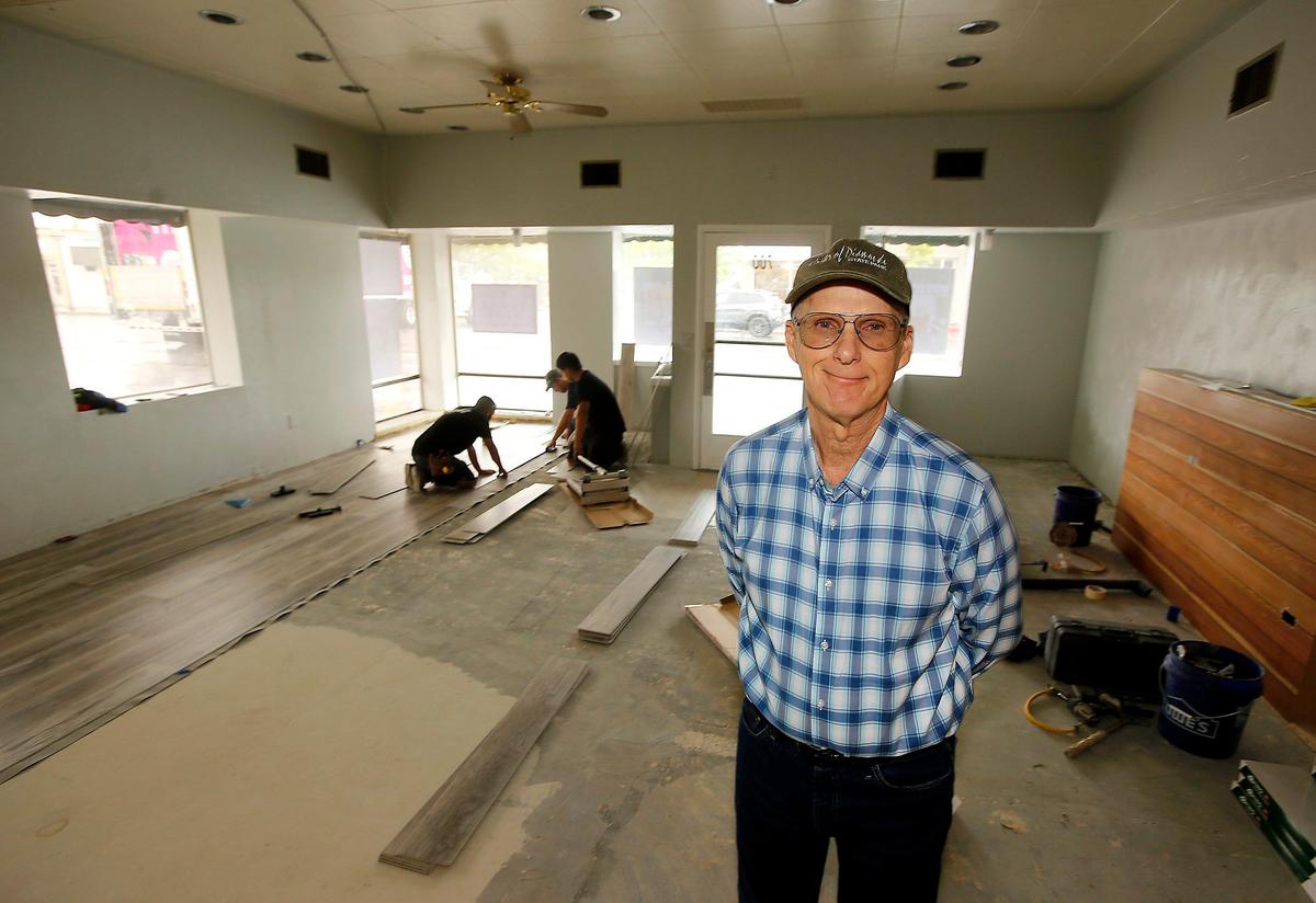 Doug Tallman stands in the former office space in the Amon Building in Richland that he’s converting into The Amethyst Creamery.