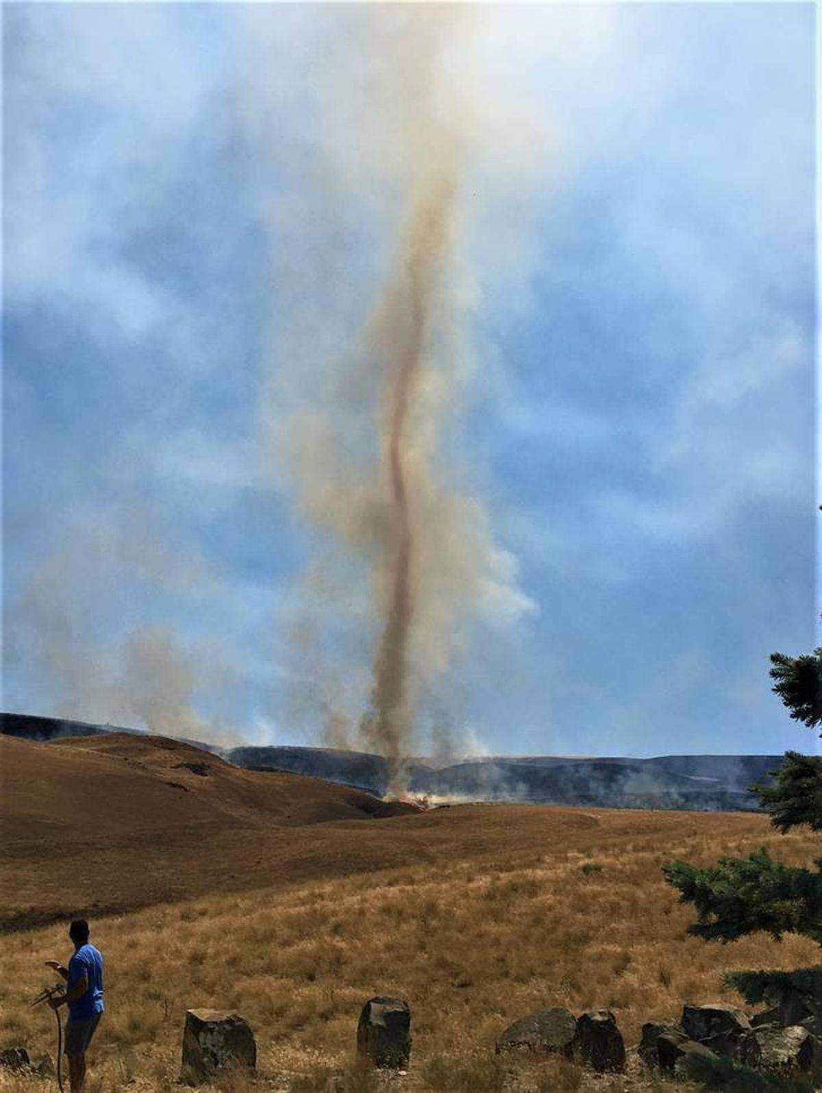 This fire ‘tornado’ formed during the Locust Grove fire Sunday along Clodfelter Road south of Kennewick.