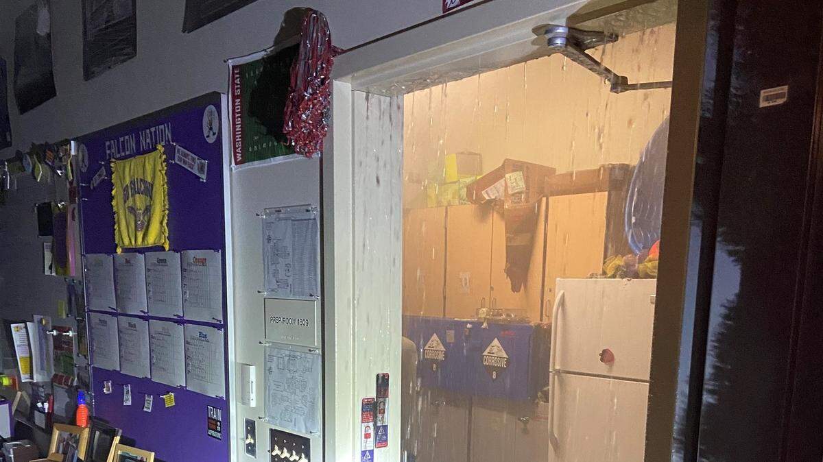 A fire triggered sprinkler systems at Hanford High School early Friday morning, flooding a hallway.