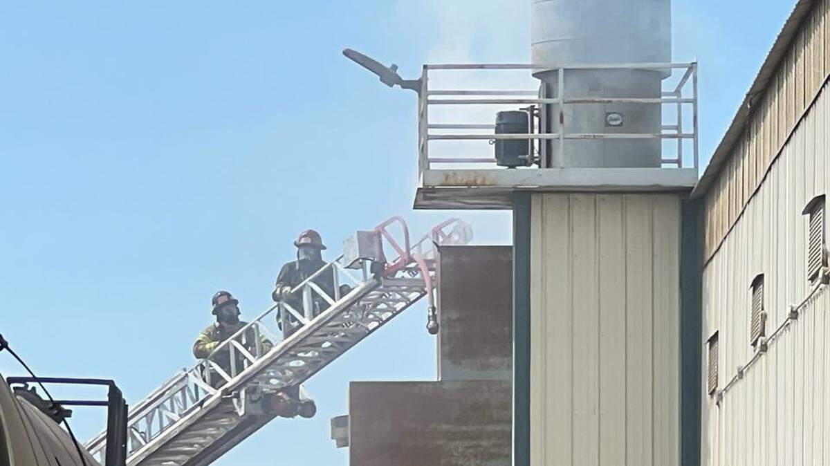 Benton County firefighters responded to Greenbrier Rail Services in Finley after a fire started in a bin where sandblasting material is collected.