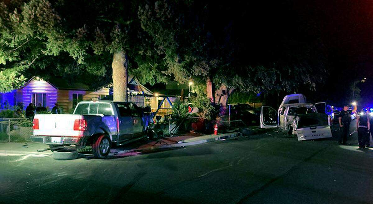 An alleged drunk driver T-boned another pickup in east Kennewick, leaving a woman seriously hurt.
