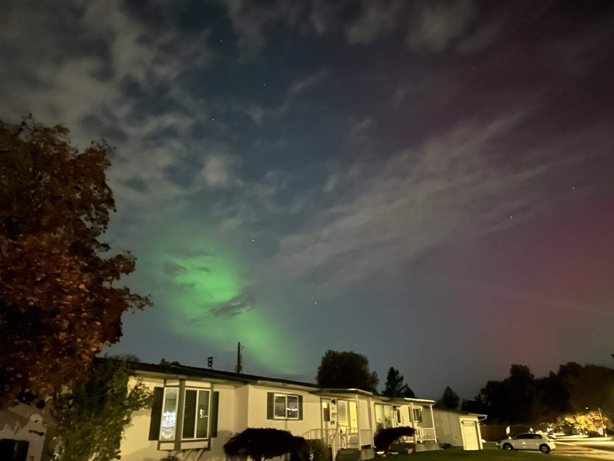Jessica Soike caught the northern lights in central Richland Tuesday evening. It was the first time she had seen them.