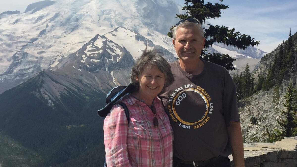 Spiritual Life writer Lee Walter and wife Sue enjoy hiking on Mt. Rainier. “Everything about the mountain reminds me of God’s awesome creation,” says Lee.