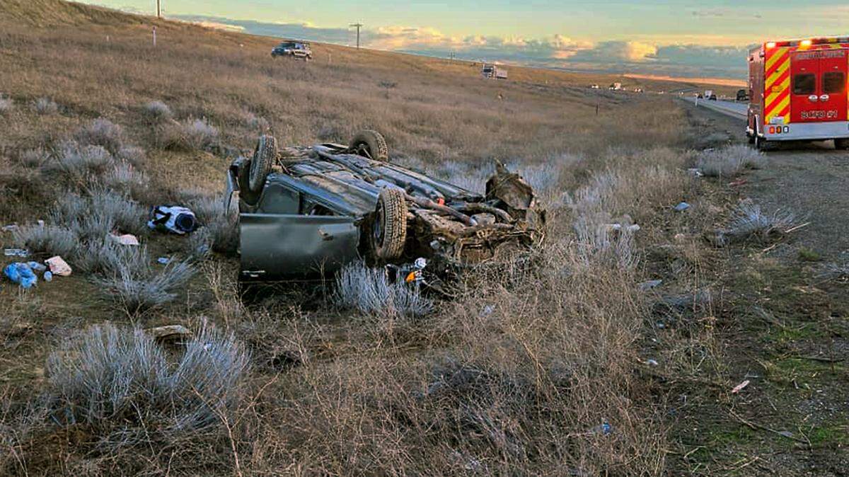 Benton County Fire District 1 crews responded Tuesday evening to a rollover crash on Interstate 82 in Kennewick.