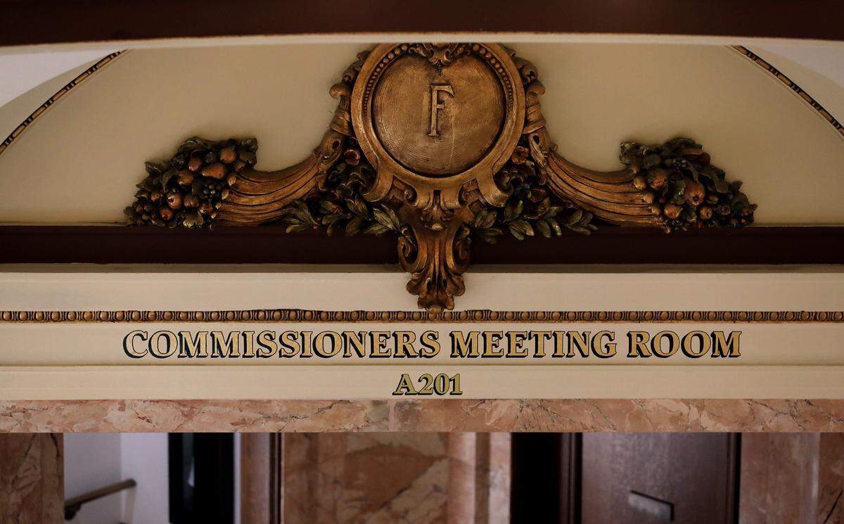 The Franklin County Commissioners meeting room inside the Franklin County Courthouse on North Fourth Avenue in Pasco.