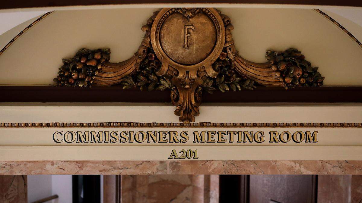 The Franklin County Commissioners meeting room inside the Franklin County Courthouse on North Fourth Avenue in Pasco.