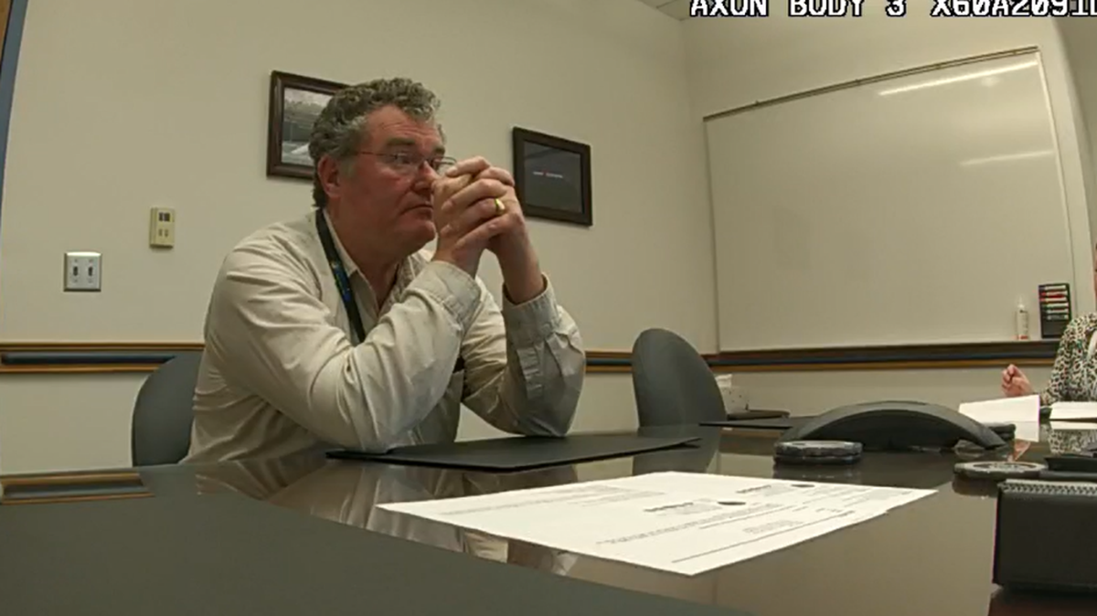 Ex-Kennewick Mayor Bill McKay speaks to detectives during an interview about illicit massage parlors in the city. During the interview McKay admitted to paying for sexual services, while claiming he was investigating the businesses.