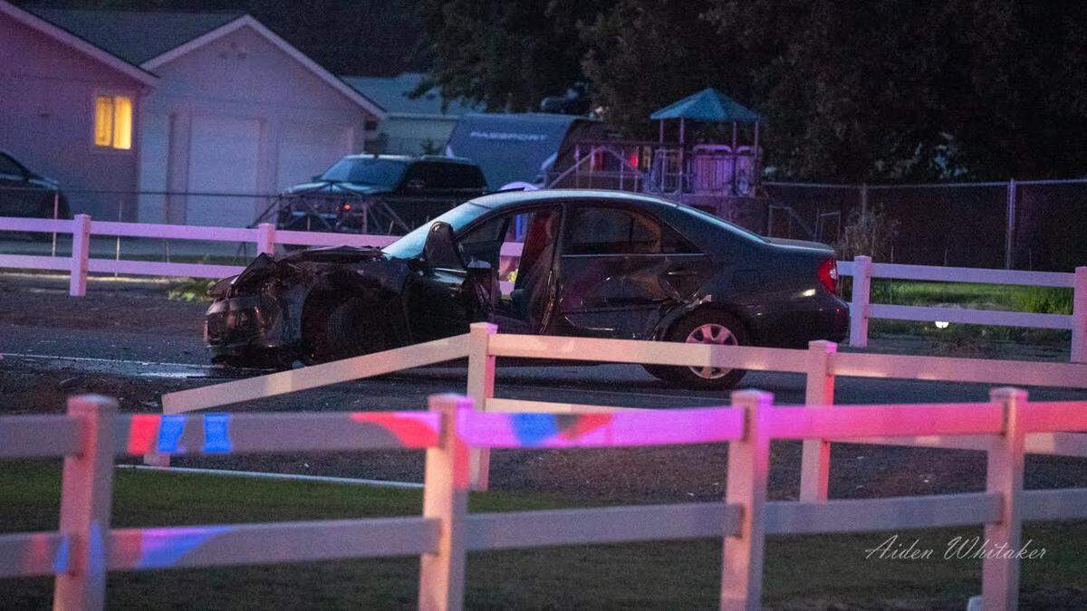 A Kennewick woman died in a two-car crash Saturday evening at Court Street and Road 88.