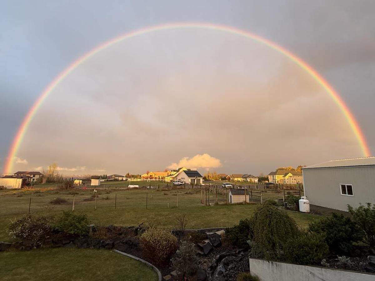 A double rainbow over the Tri-Cities area.