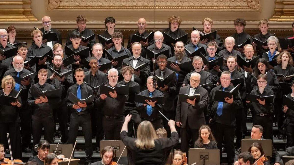 The Mid-Columbia Mastersingers perform at Carnegie Hall in New York City on June 1, 2024. Distinguished by pops of blue color, the choral group represented Tri-Cities in the Big Apple.