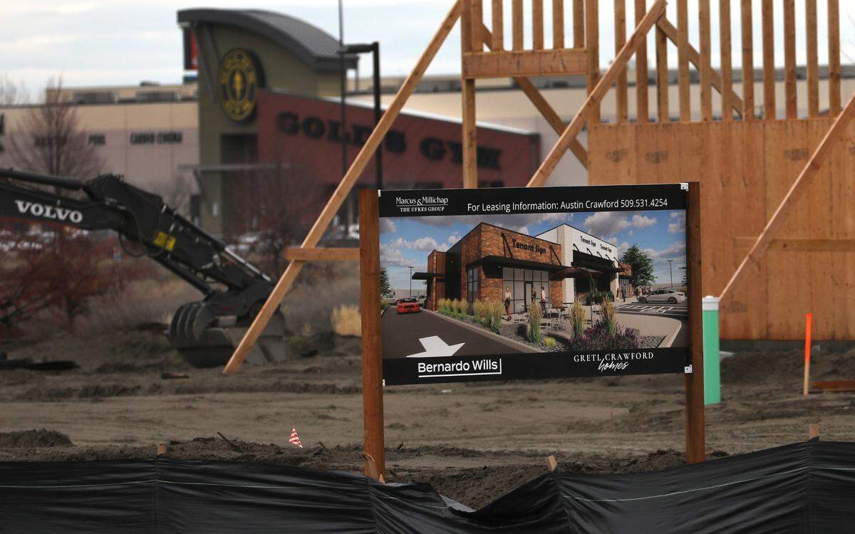 A sign with leasing information has been placed on the construction site of Legacy Landing, a three-space retail building at 3151 Duportail St. in Richland’s Queensgate area that developer and Kennewick City Councilwoman Gretl Crawford is building.
