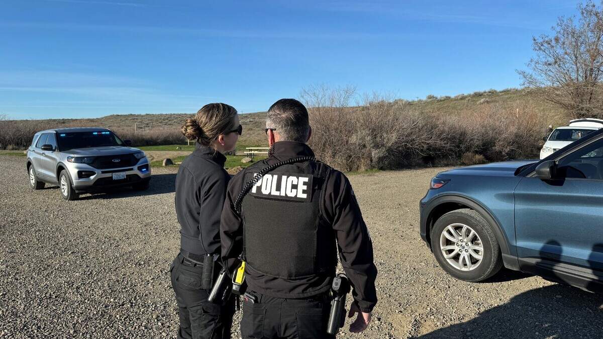 Kennewick police searched an area near Horn Rapids Park near Richland for the body of Oscar Munos.
