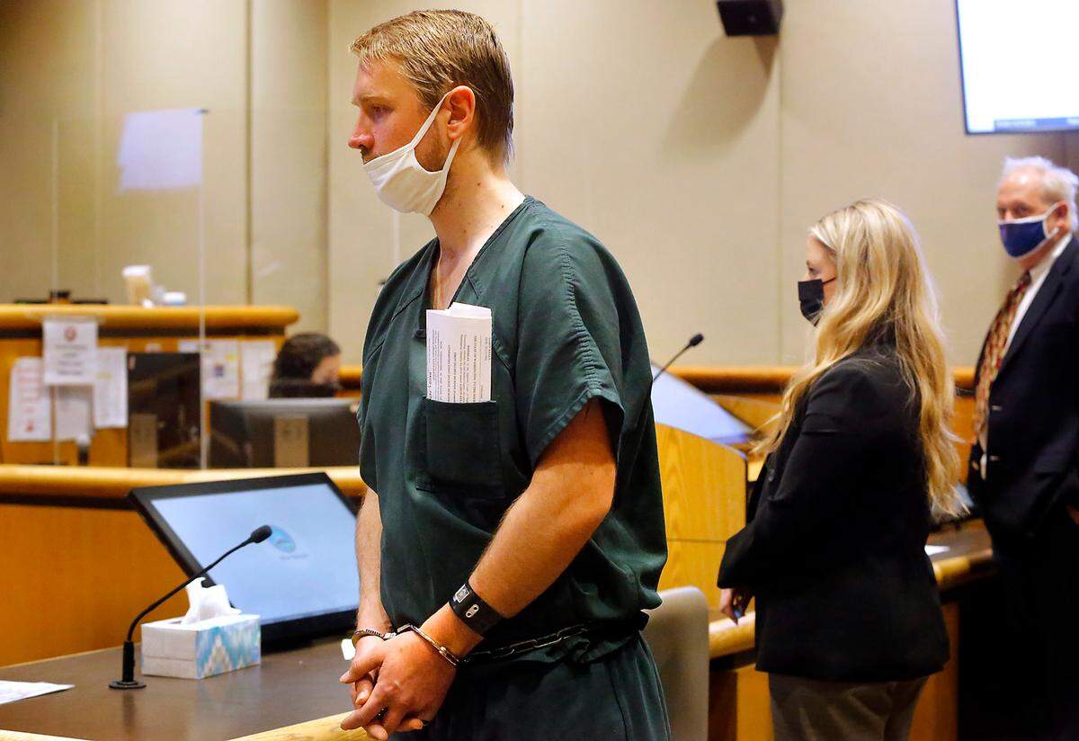 Aaron C. Kelly, 39, made his first appearance Tuesday in Benton County Superior Court on charges he killed one and wounded another Monday inside the Richland Fred Meyer store. 