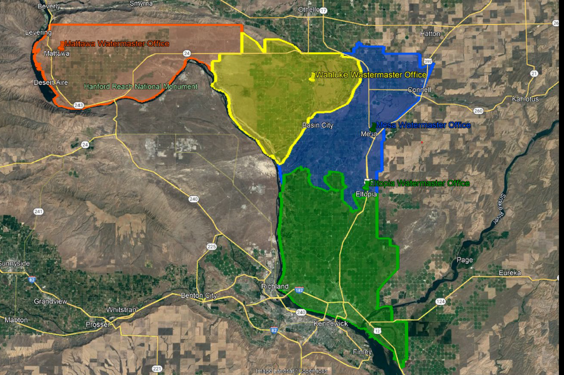 The South Columbia Basin Irrigation District, with headquarters in Pasco, Wash., is shown.