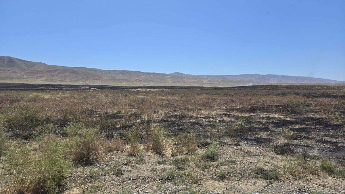 A wildfire burned part of the Hanford Reach National Monument near Rattlesnake Mountain Wednesday.