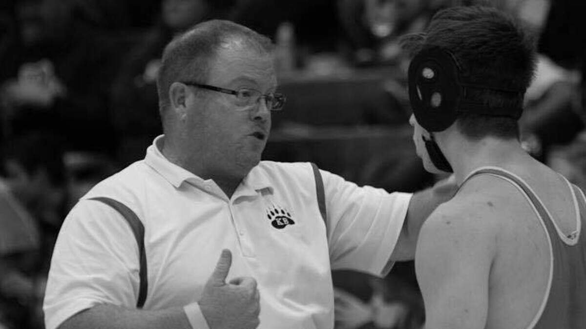 Ben Hill, left, coached the Kiona-Benton City High School wrestling team for 18 years. He died Memorial Day 2018.