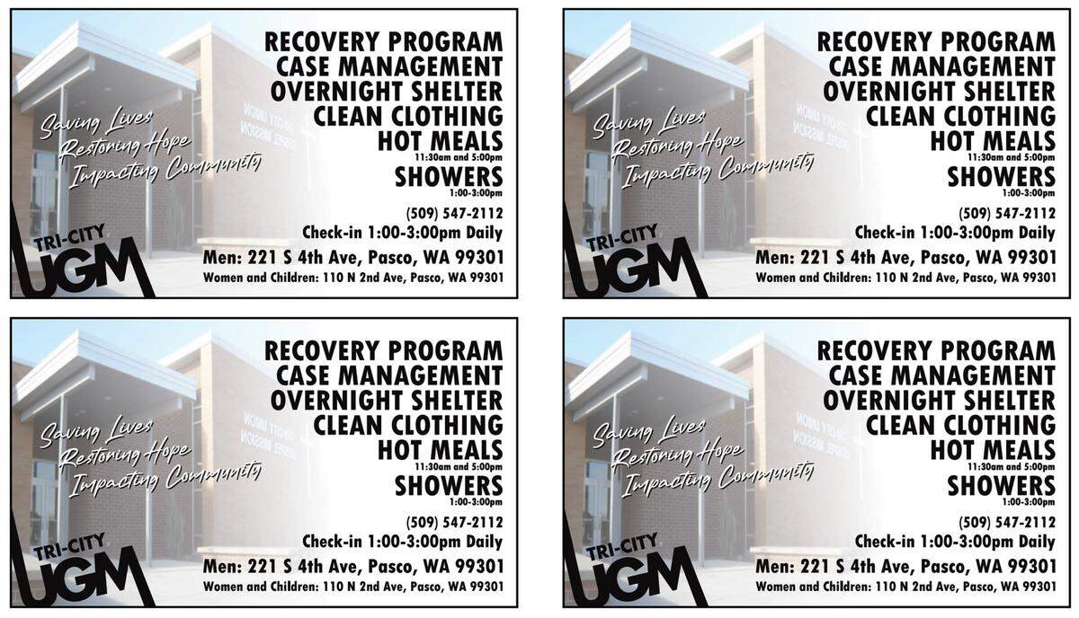 The Tri-City Union Gospel mission has printable rescue cards on its website that can be handed out to people in need so they can find resources offered at the Pasco-based facilities.