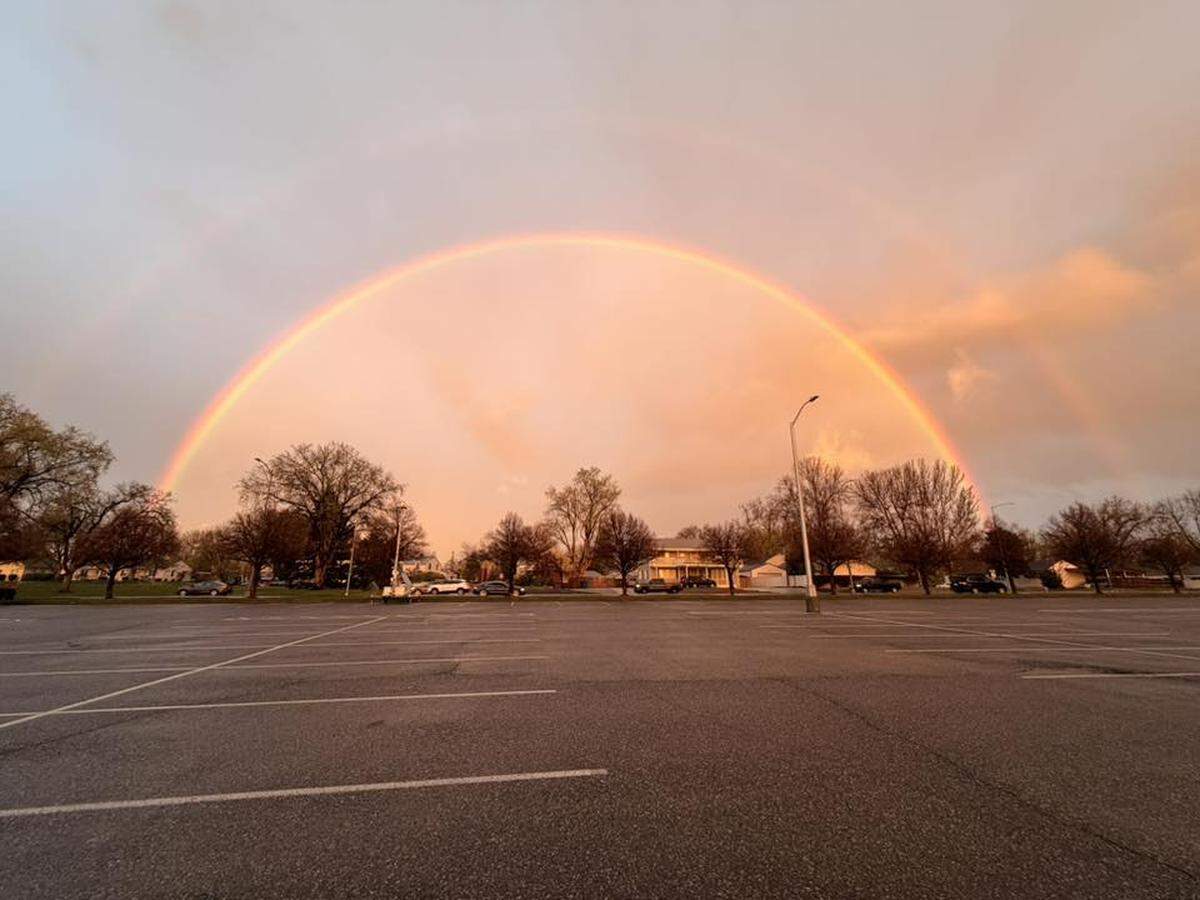 A double rainbow seen from the Uptown Shopping Center in Richland.