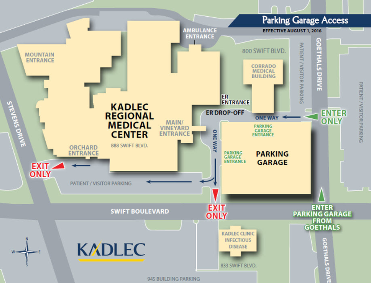 Kadlec Regional Medical Center in Richland has closed its Orchard Entrance and is telling visitors and nonemergency patients to use the Vineyard Entrance.