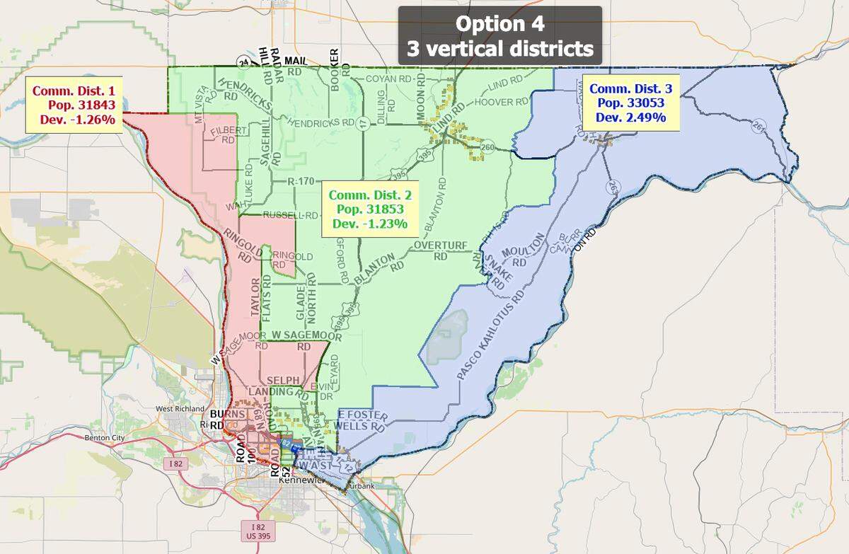Option 4 for redistricting of Franklin County commissioner districts.