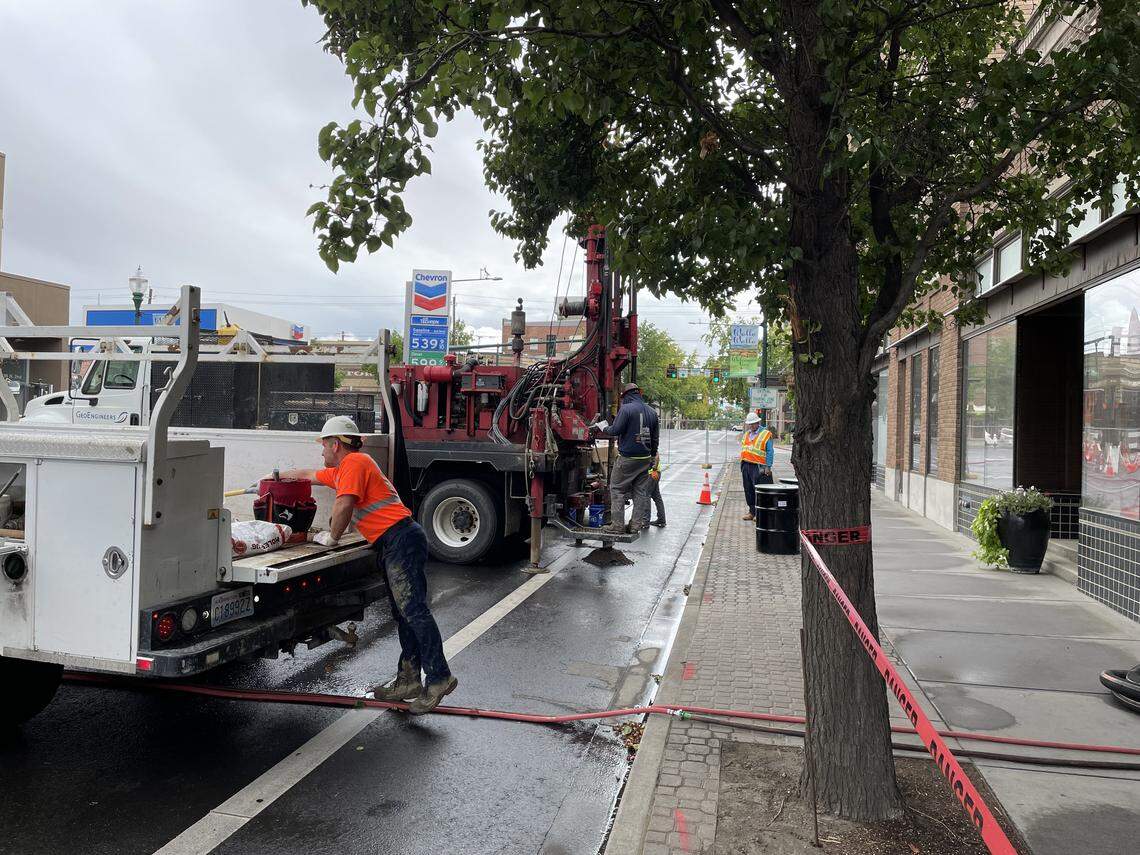 Crews work to clean up a gas leak caused by underground gasoline tanks in Walla Walla.