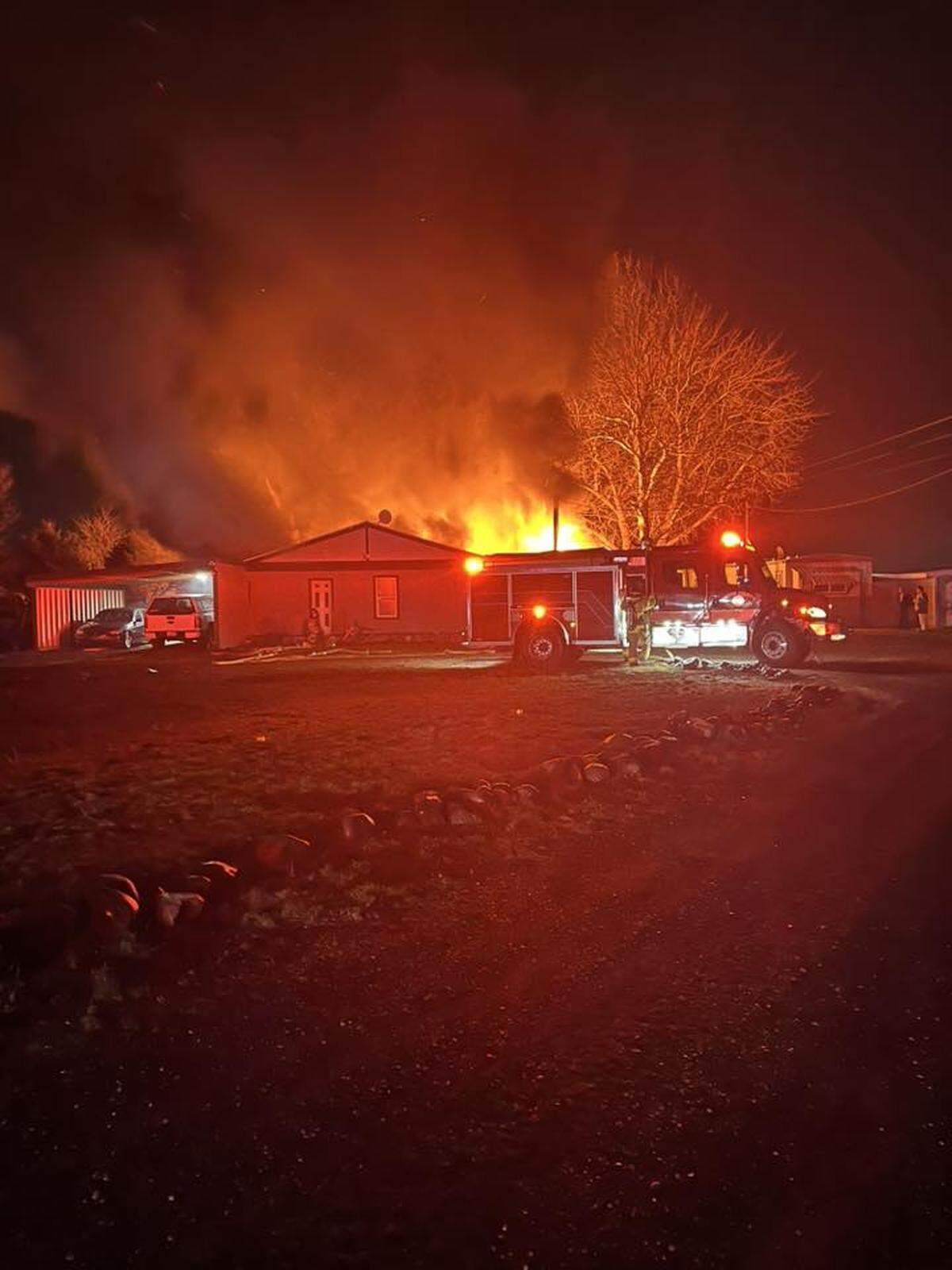 A mobile home on Bernath Road in Finley was destroyed and another nearby was damaged in a fire early Sunday morning.
