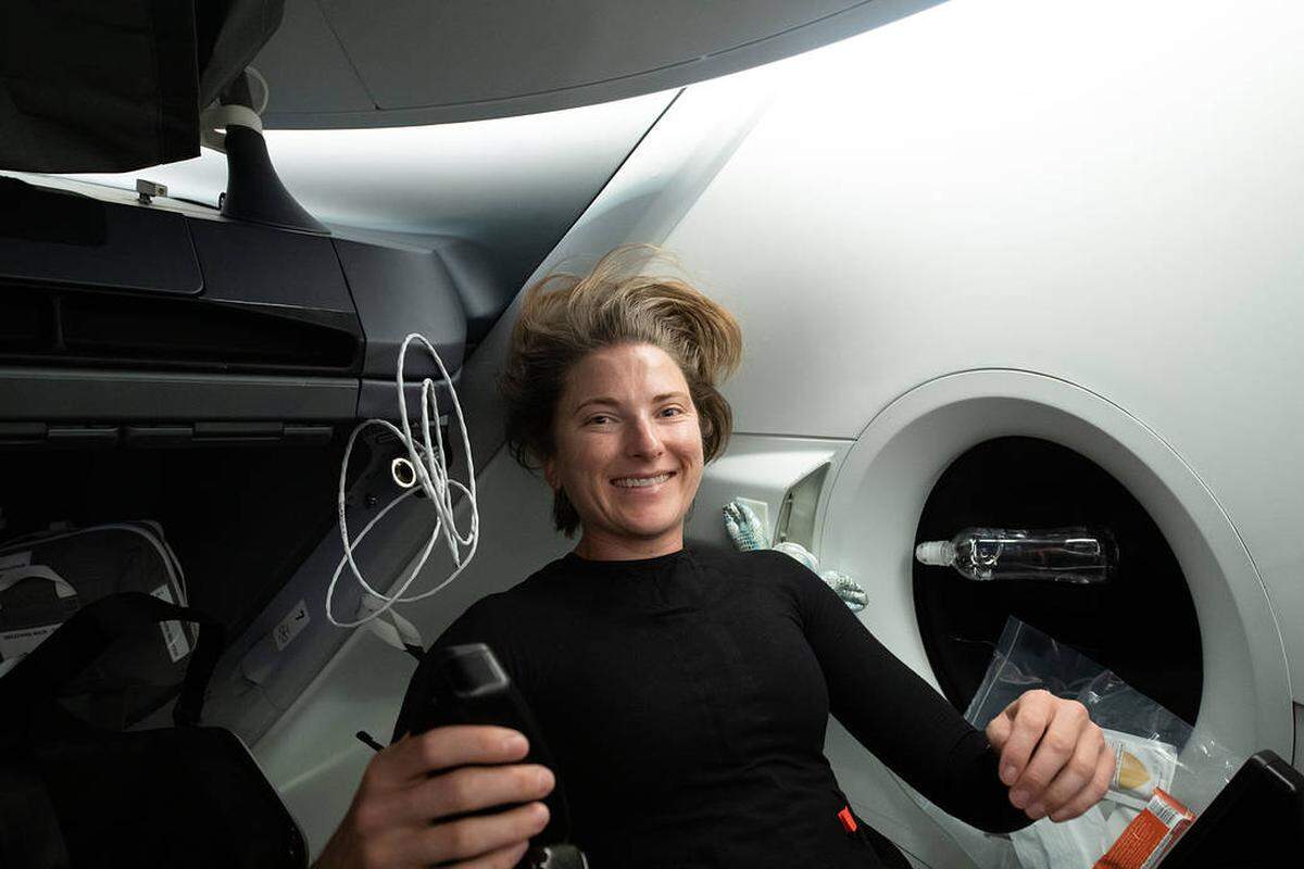 Crew-3 Mission Specialist Kayla Barron of NASA is pictured May 5, 2022, journeying back to Earth inside the SpaceX Dragon Endurance spacecraft following its undocking from the International Space Station.