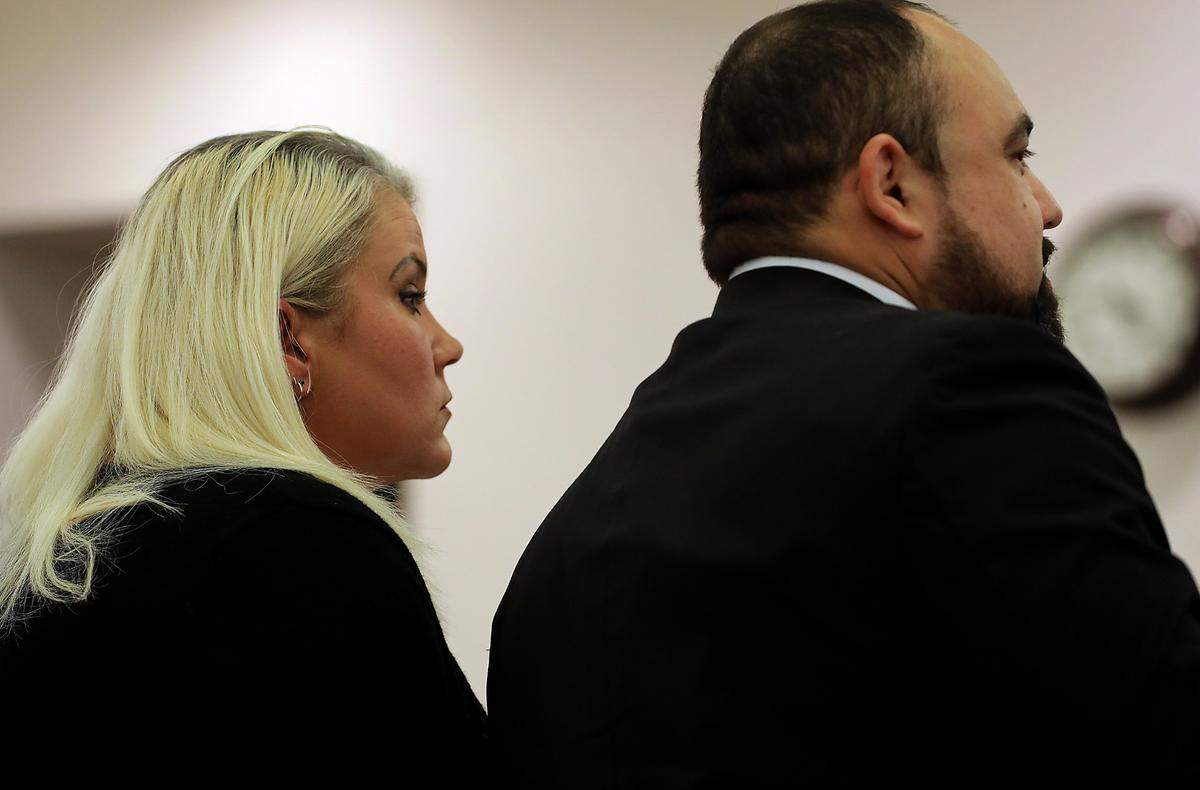 Former Tri-Cities Animal Shelter director Rebecca Howard, left, makes her initial appearance in Franklin County Superior Court in November 2023 on multiple counts of animal cruelty.