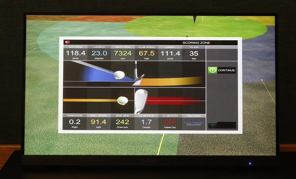 A computerized analysis from a variety of sensors and cameras on the Full Swing golf simulator can help golfers adjust their swing and improve their game.