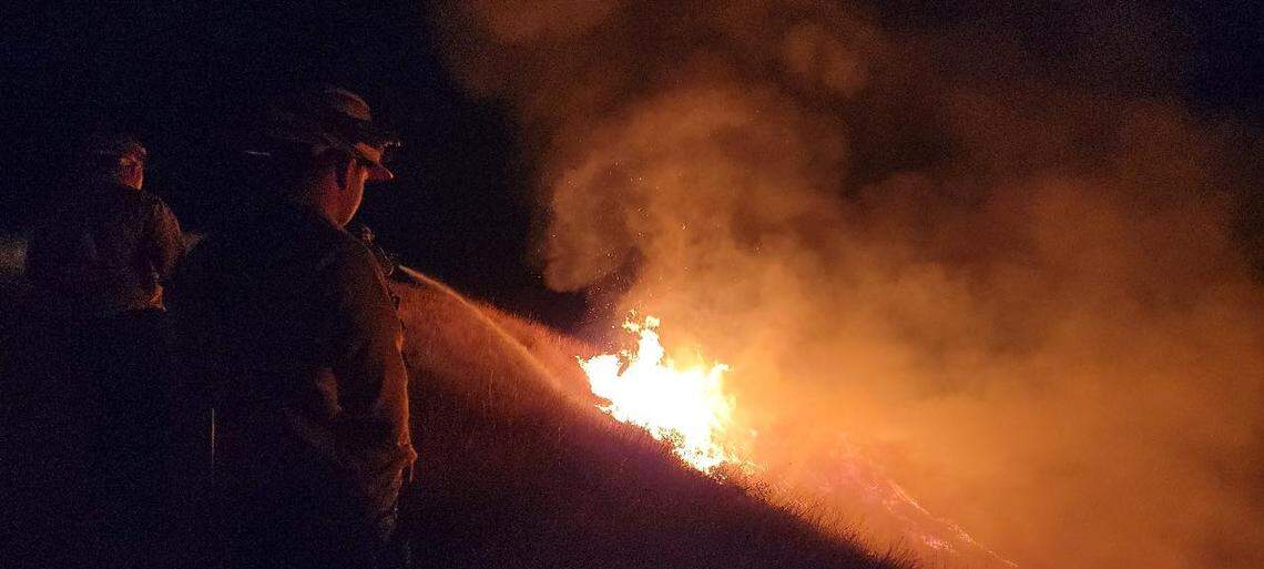 The Yellepit Fire in Benton County had burned about 2,000 acres and was growing Saturday afternoon.