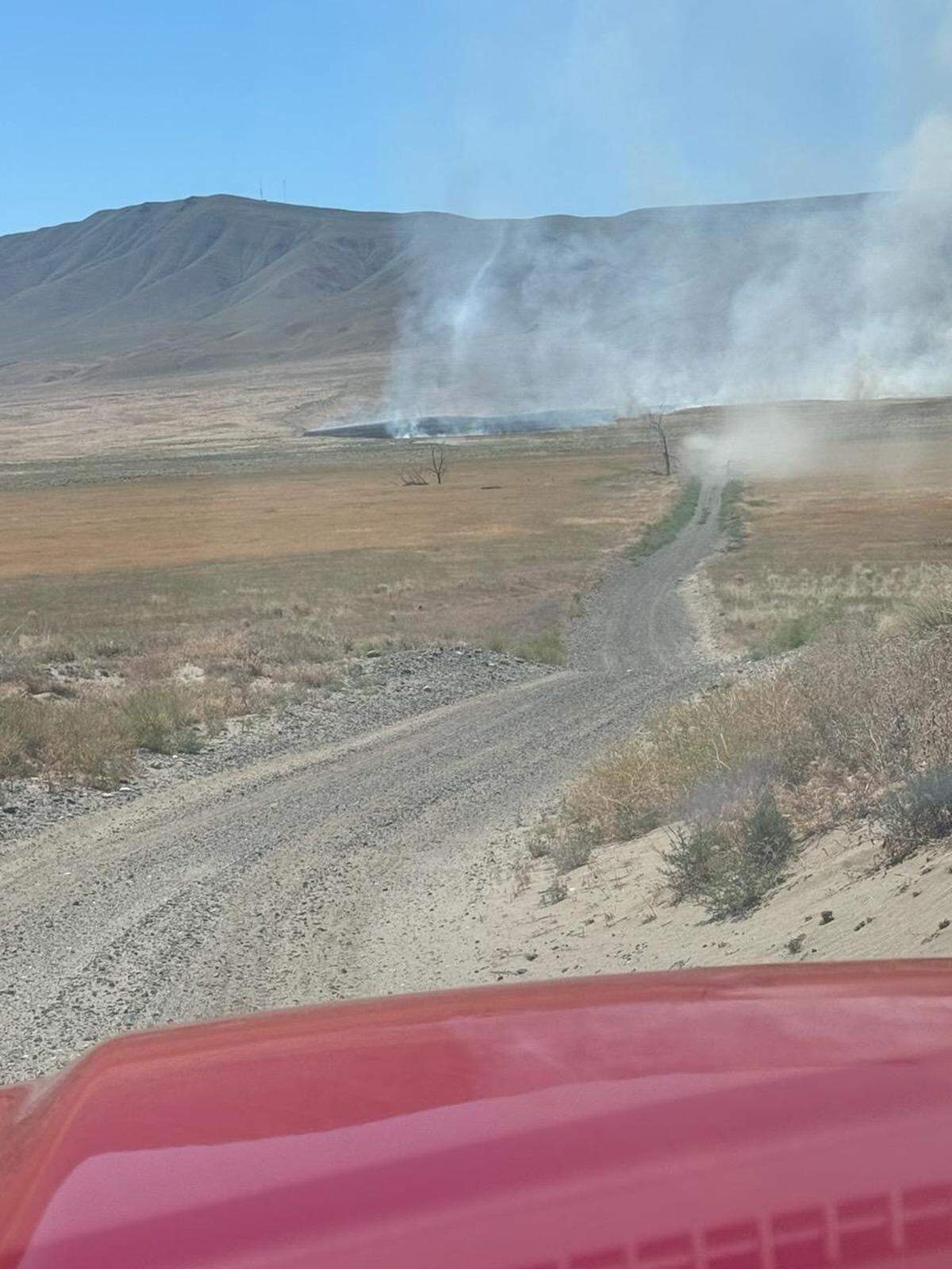 A wildfire burned part of the Hanford Reach National Monument near Rattlesnake Mountain Wednesday.