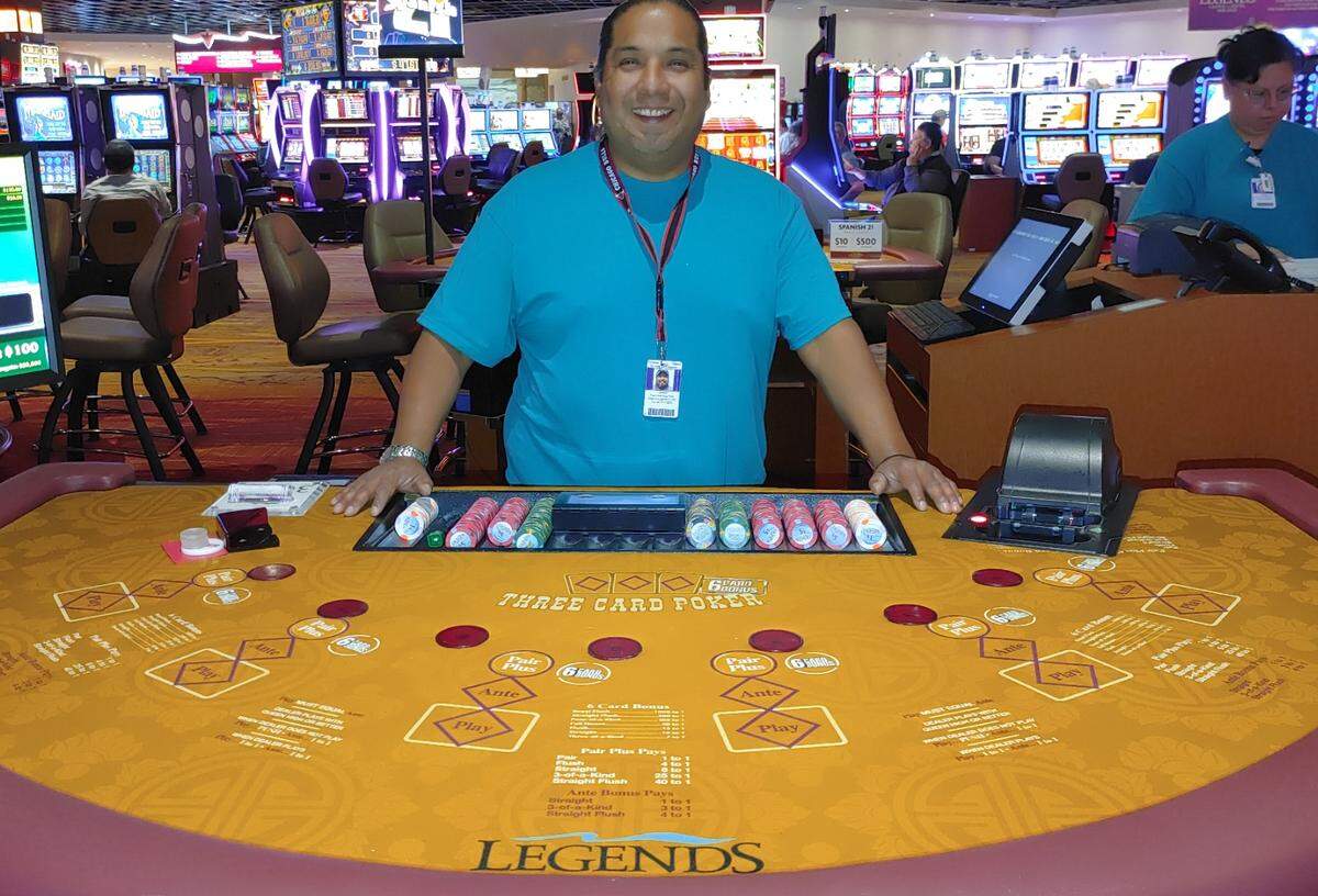 Legends Casino and Hotel, owned and operated by the Confederated Tribes of the Yakama Nation, celebrated its 25th anniversary on may 15, 2023. Above, a poker dealer at one of the table games.