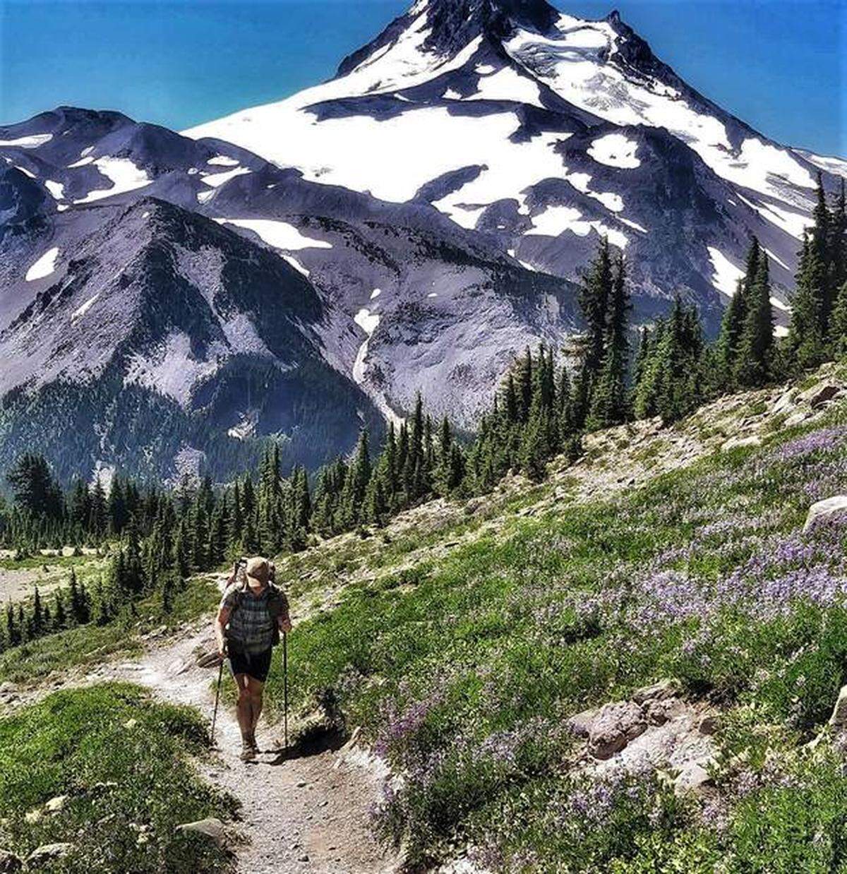 Heather Anderson is pictured hiking on the Pacific Crest Trail.
