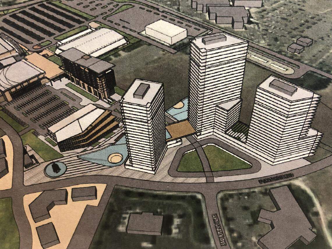 In a second proposed phase, A-1 Pearl would develop 800 condominiums in three towers along with restaurants, offices and other space off West Grandridge Boulevard near the Toyota Center and Three Rivers Convention Center.