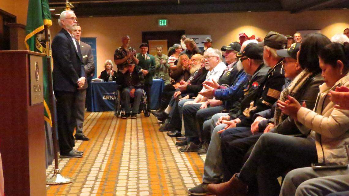 Rep. Dan Newhouse, R-Sunnyside, led a pinning ceremony for Vietnam War era veterans Saturday morning at the Richland Red Lion.