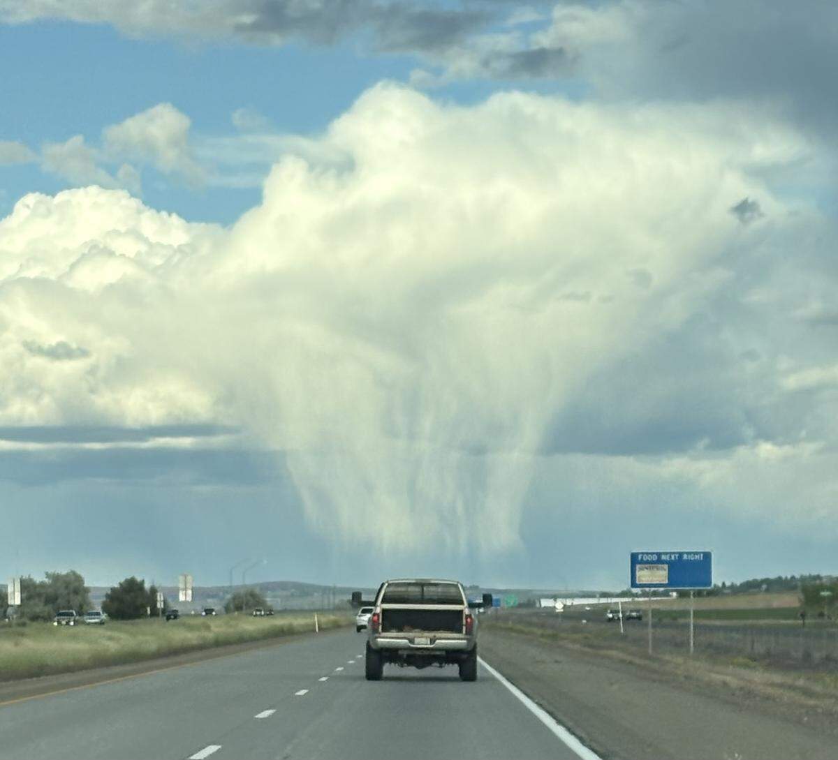 A cloudburst was spotted over Interstate 82 east of Sunnyside at 6:35 p.m. Saturday, May 16.