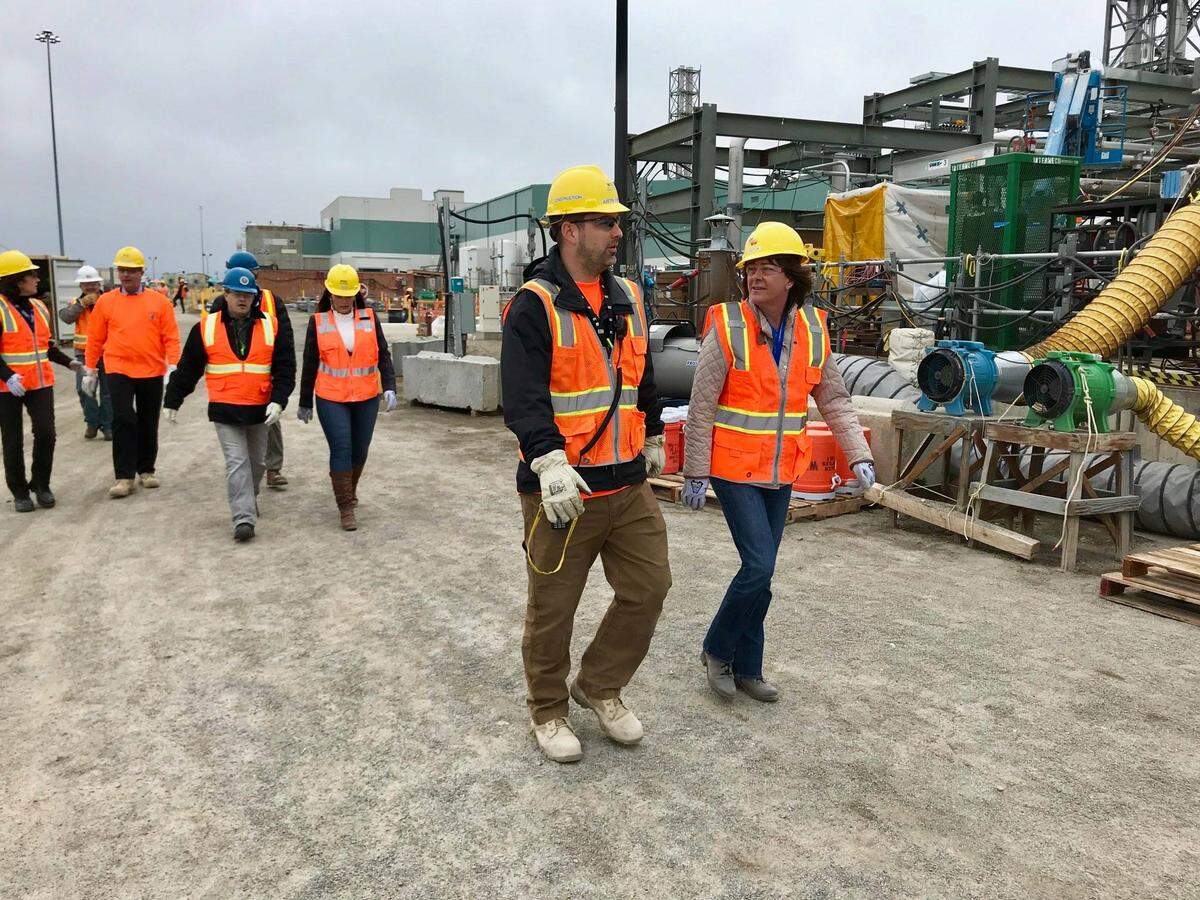Anne White, Department of Energy assistant secretary for environmental management, tours the Hanford vitrification plant.