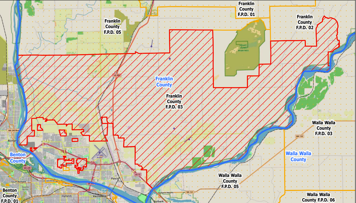 Franklin County Fire Protection District 3 covers unincorporated areas of Pasco and the rural areas north of the city.