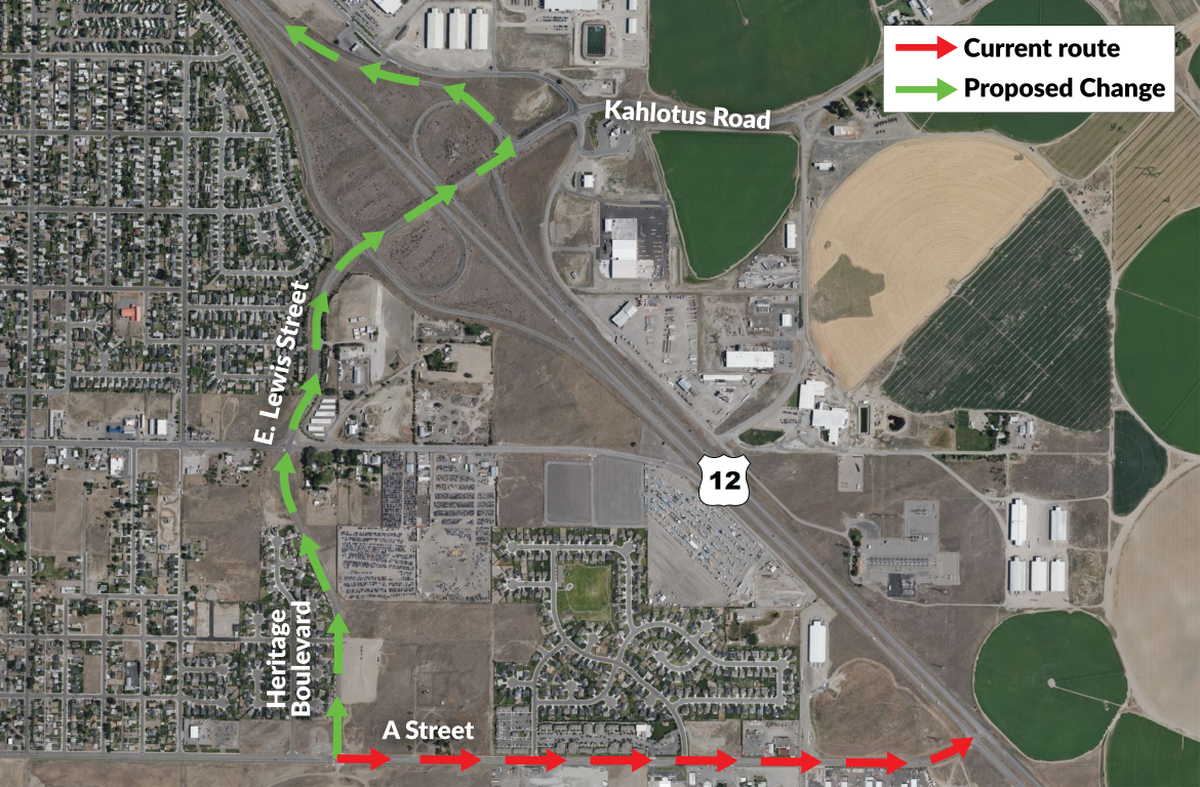 The Washington State Department of Transportation is proposing to redirect traffic north to the intersection of Highway 12 and Lewis Street.