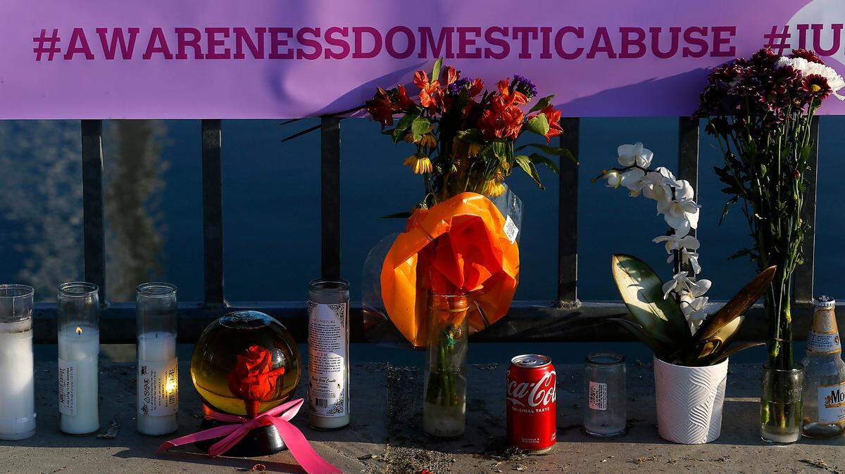 A memorial with flowers, candles and a large banner honors homicide victim Brandy Ebanez of Kennewick. Her body was discovered Sept. 27, 2022, along the Kennewick shoreline of the Columbia River by a fisherman downstream of the cable bridge.