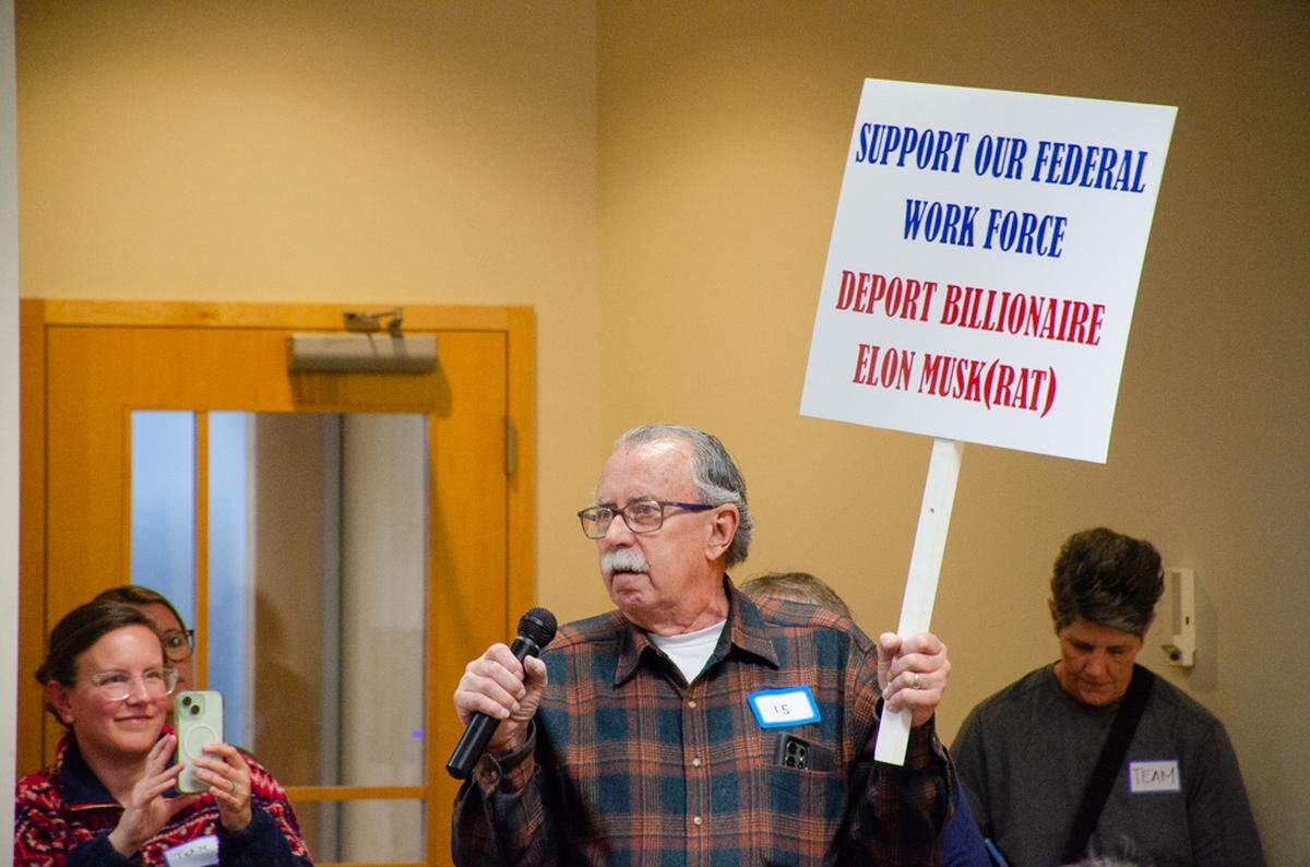 Roger Golladay, 73, of Kennewick, a retired dams manager and Marine Corps. veteran, voices concerns for the federal workers who are being laid off in the Tri-Cities due to President Trump and Elon Musk’s DOGE efforts.