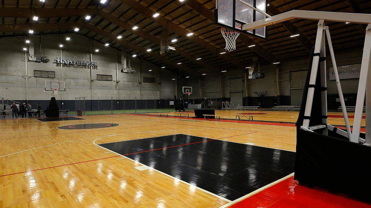 A pair of basketball courts for Clubhouse Sports Academy sit in the middle of the arena space inside the HAPO Center at 6600 Burden Blvd in Pasco.