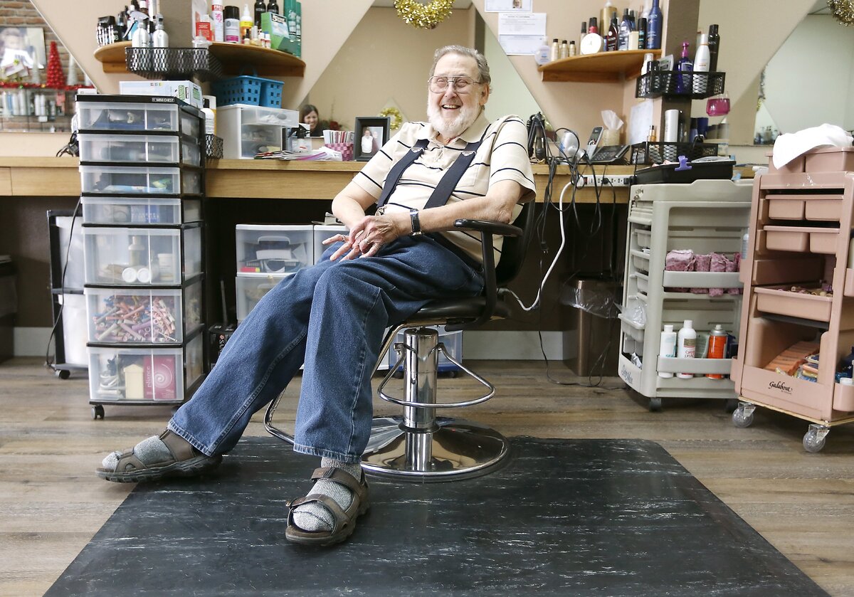 Longtime hairstylist Jerry Cargo sits in a chair at The Hair Co. in Pasco recently after finishing the final permanent of his career for a longtime customer. Cargo is retiring after 58 years on November 23, the same day he celebrates his 78th birthday. Watch a video at: tricityherald.com/video