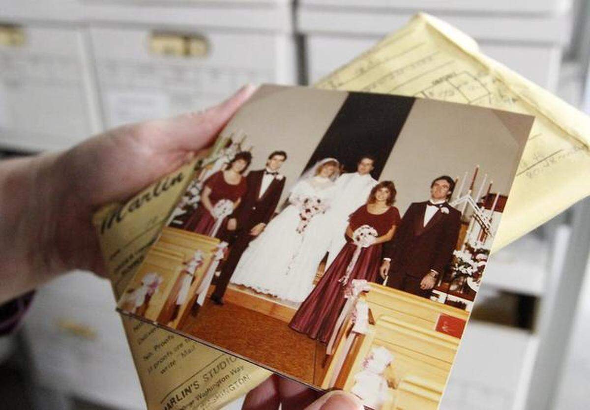 One of thousands of negatives and prints donated by Tri-City professional photographers is shown.
