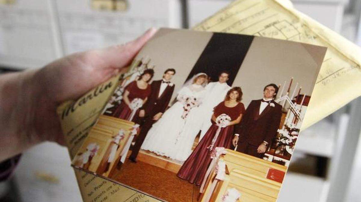 One of thousands of negatives and prints donated by Tri-City professional photographers is shown.