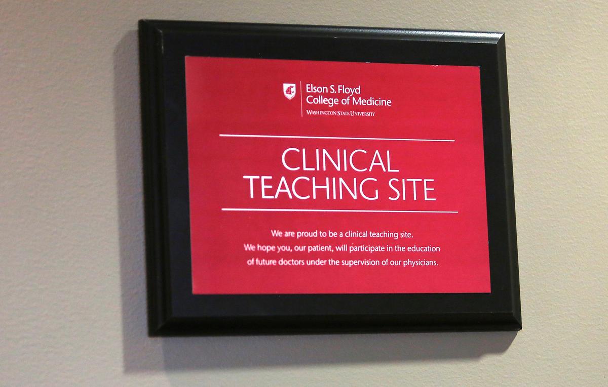 Sign of affiliation with WSU Elson S. Floyd College of Medicine program on display at the Kadlec Pulmonology Clinic in Richland.