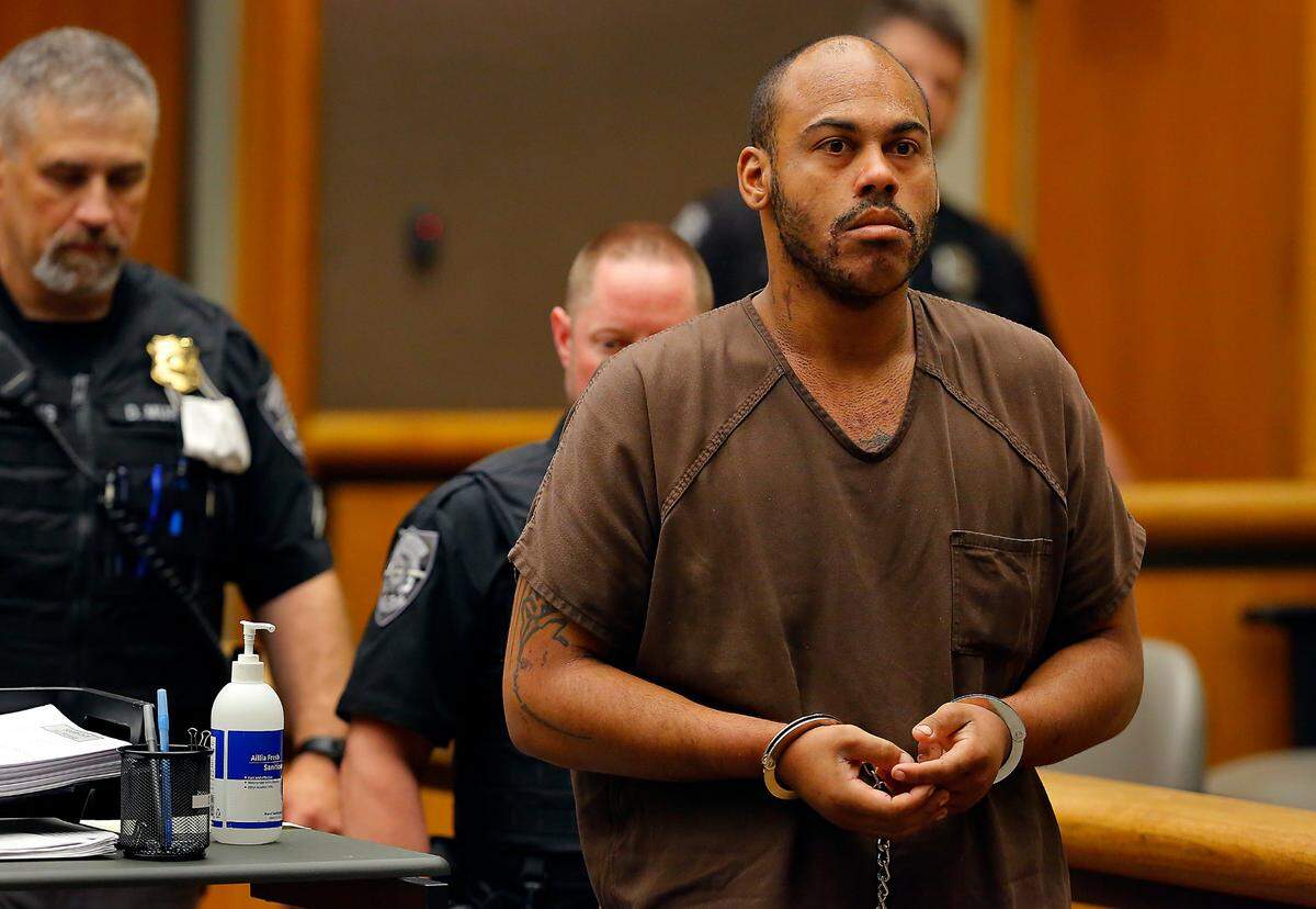 Murder suspect David Joseph Lowe walks into Benton County Superior Court in Kennewick for his preliminary court appearance. Lowe is accused of a vicious stabbing that killed his mother, Bethany Lowe, and seriously injured her boyfriend, Andy Davis. Judge Joseph Burrowes set his bail at $1 million. Lowe is facing three first degree charges, all with domestic violence allegations — murder, assault and burglary.