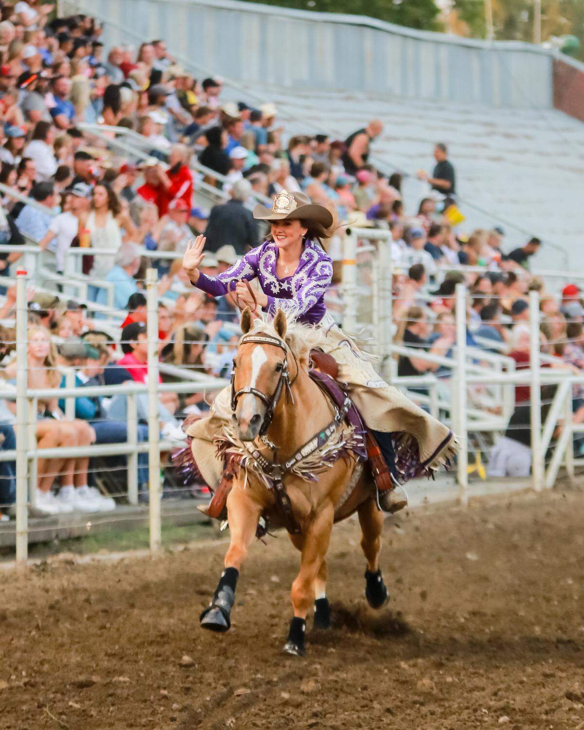 Lexy Hibbs competed for the Miss Rodeo America title in Las Vegas. The Richland woman has spent most of the last year serving as Miss Rodeo Washington. She is pictured here during the grand entry at the Walla Walla rodeo.